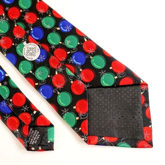 Hallmark Nutcracker Christmas Festive Ornament Black Red Print Polyester Tie - Picture 6 of 7